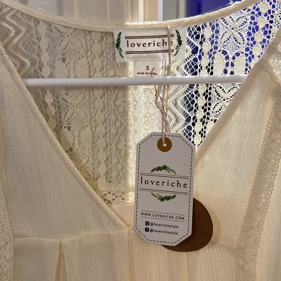 LOVERICHE v-neck mini dress with cotton lace - Picture 2 of 3